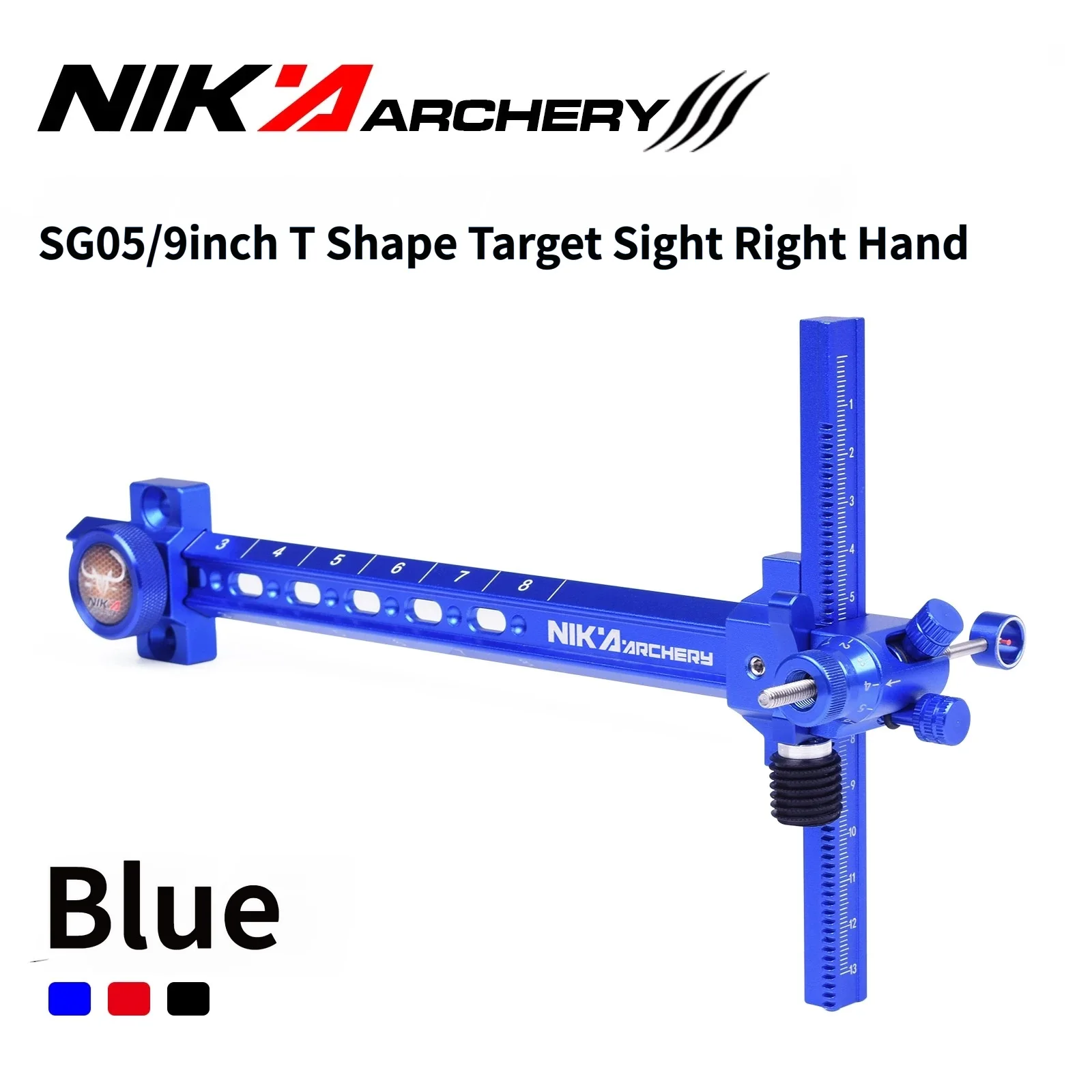 NIKA Archery SG05/9 Zoll Rechtshänder Recurve-Bogenvisier CNC Aluminium T-Visier für Wettkampf-Zielschießen – Detail 2