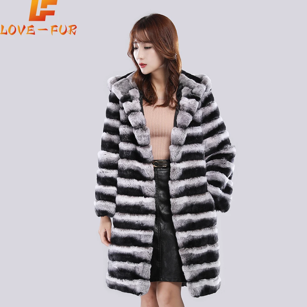 New Rabbit Fur Coat With Hood Women's Winter Coat 2024 Real Rex Rabbit Fur Coat Women Real Hot Selling Style Women's Clothing