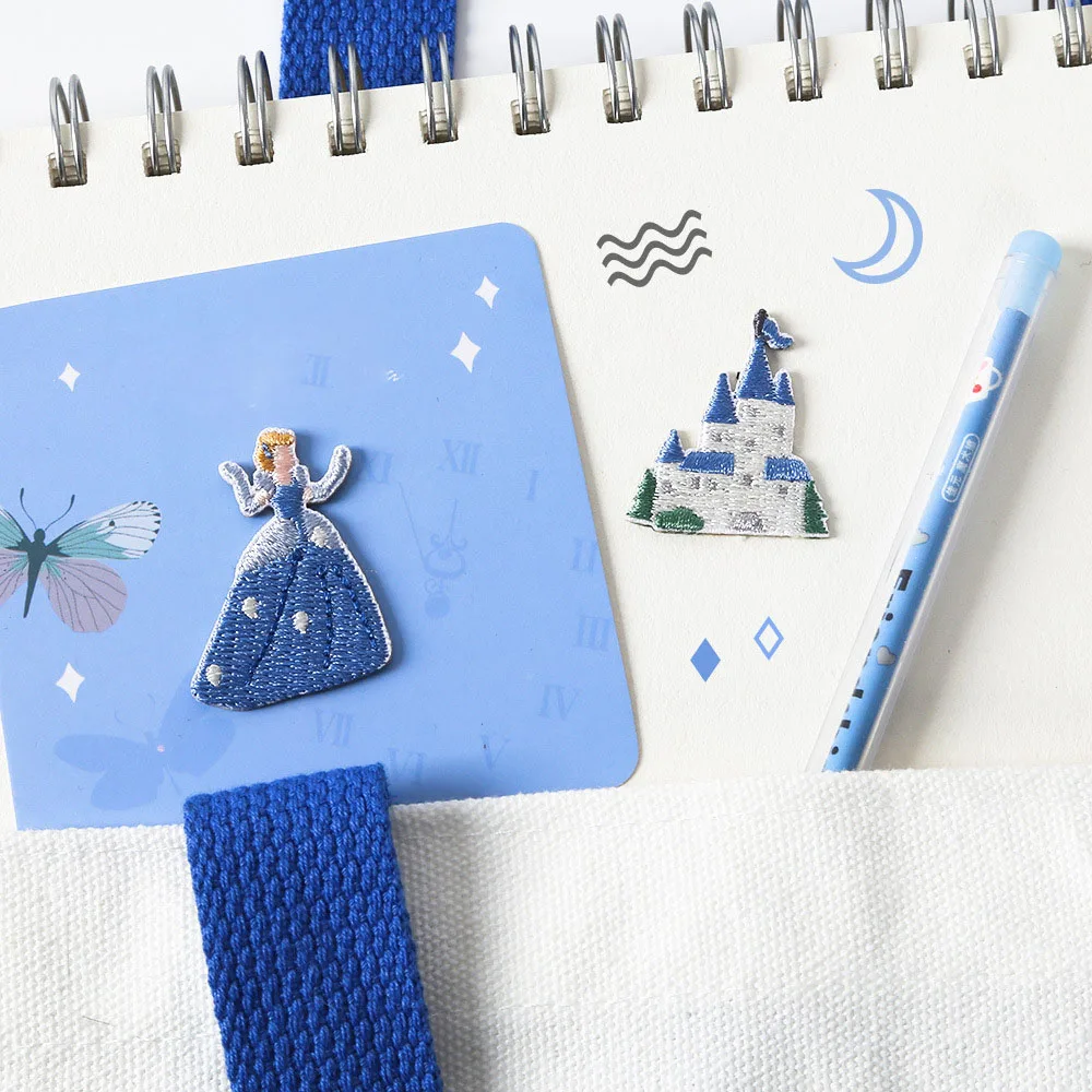 1 Piece Cartoon Castle, Cinderella, Pumpkin Carriage Embroidery Stick on Patch for Garment Bag DIY Applique Self-adhesive