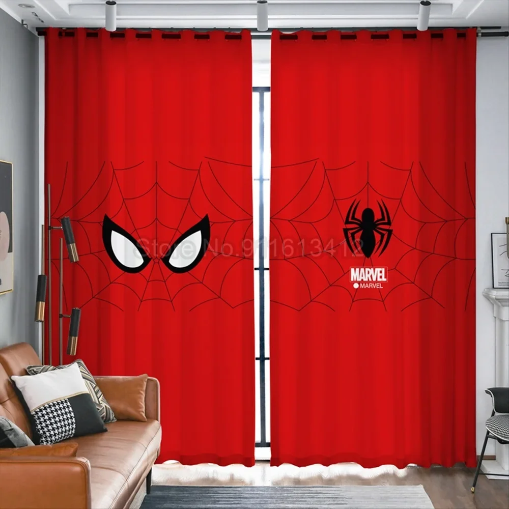 Cartoon Spiderman Curtain Blackout 3D Print Polyester 63x63 Inch Window Drapes  Avengers Custom Gifts for Boys Kids