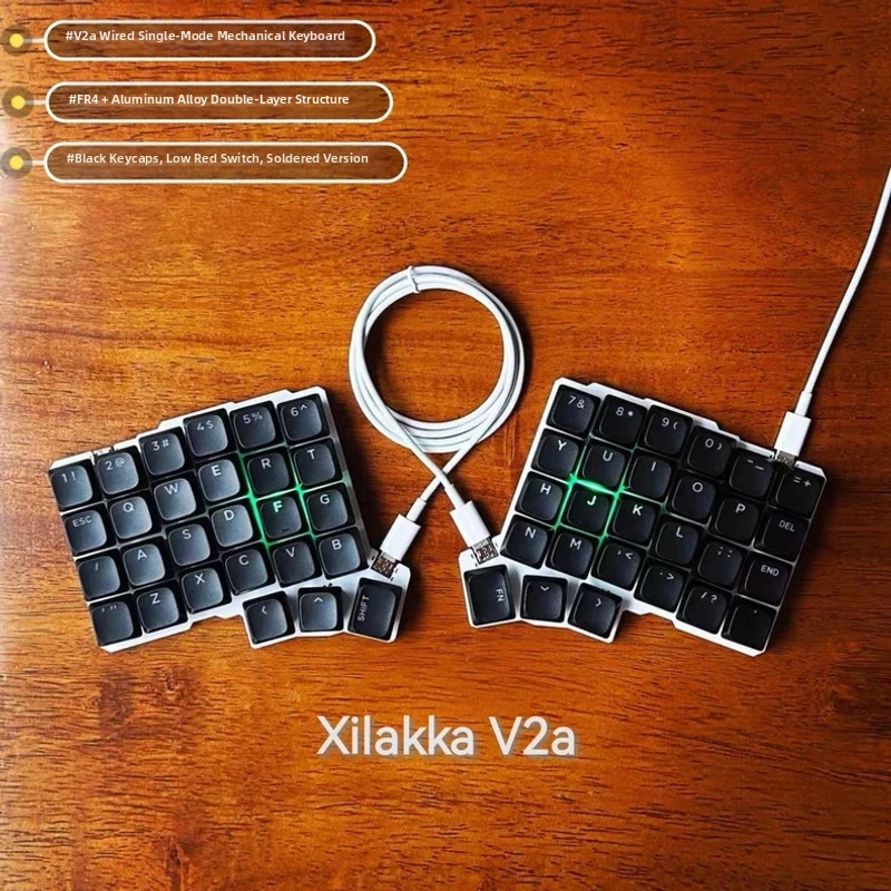 Silakka54 Low Profile Split Keyboard Aluminum Base Welding Rapoo Red Switch Wired Qmk/vial Lightweight Portable Office Game