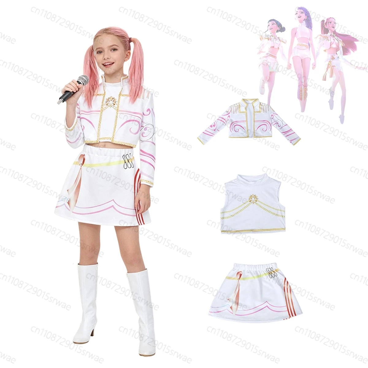 

New Size Available Cartoon Carnival Performance Clothes Demon Hunters Golden Suit Children's Cosplay Costume KPop Demon Hunters