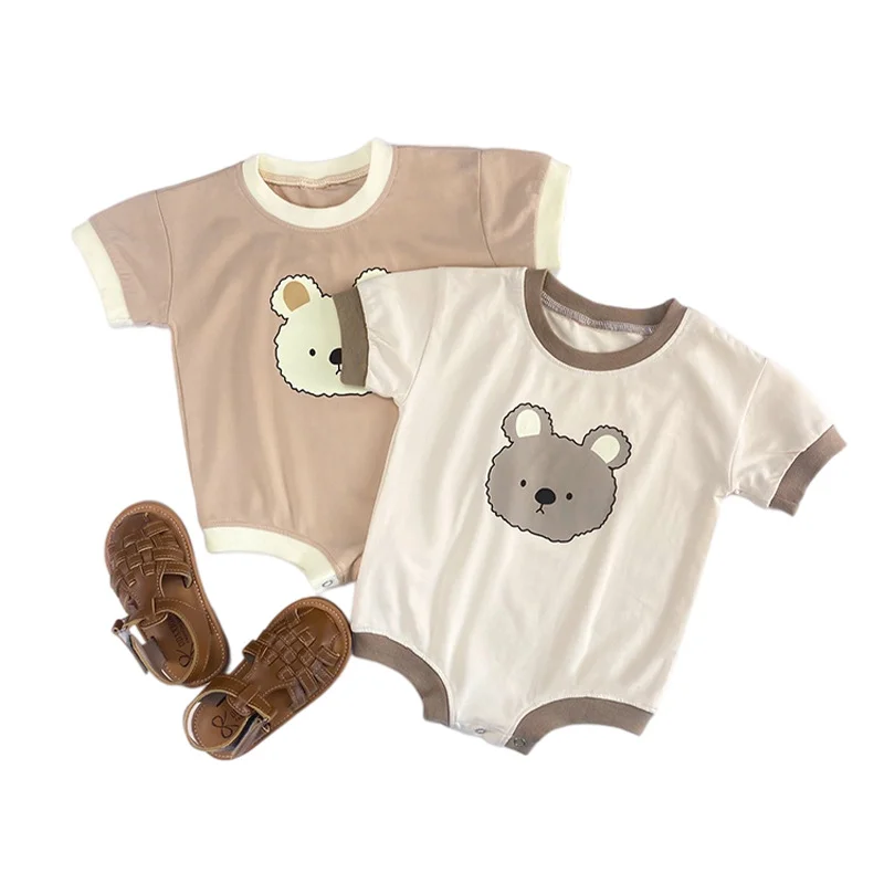 

INS 2023 Summer Newborn Baby Clothes Infant Girls Cartoon Bear Bodysuit Jumpsuit Kids Cotton Romper One Piece Ropa De Bebe Niña