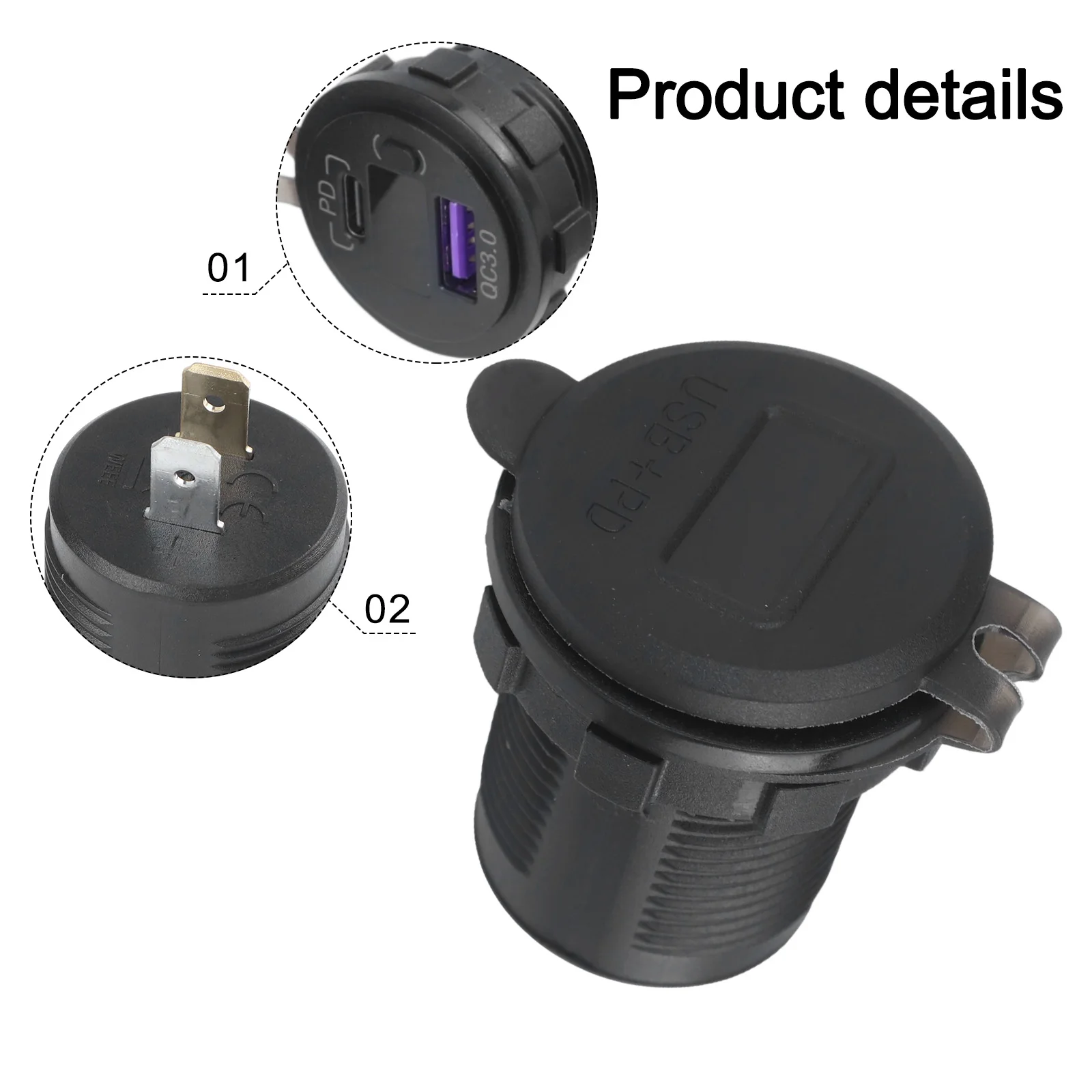 PC Material USB Car Charger Dustproof Waterproof Fire-resistant Material Heat Dissipation Technology LED Voltmeter Display