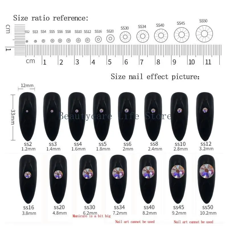652C Art Strassstones runde Flachback -Kristallnagel -Edelsteine ​​für Nägel Kunst Handwerk DIY