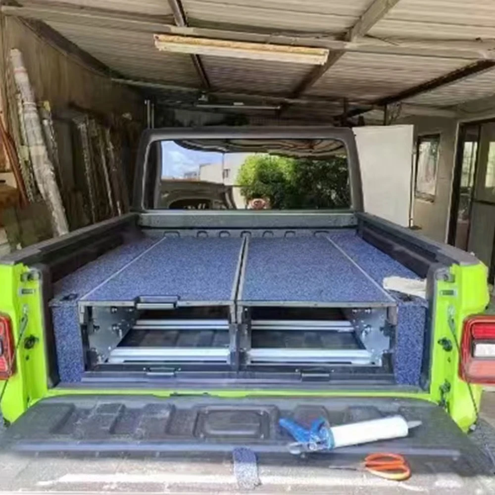 Gladiator Full Size Drawer Systems 4x4 Offroad Heavy Duty Lockable Twin Cargo Storage Toolbox Drawers with Fridge Slider