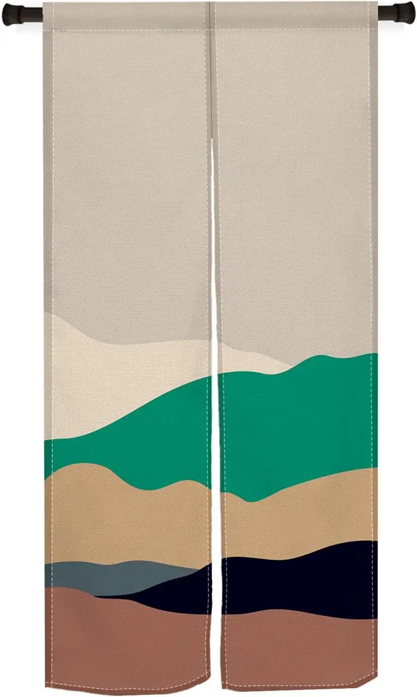 Traditional Japanese Noren Doorway Curtain Japanese Style Window Treatment Door Curtain Abstract Mountains Printed Tapestry