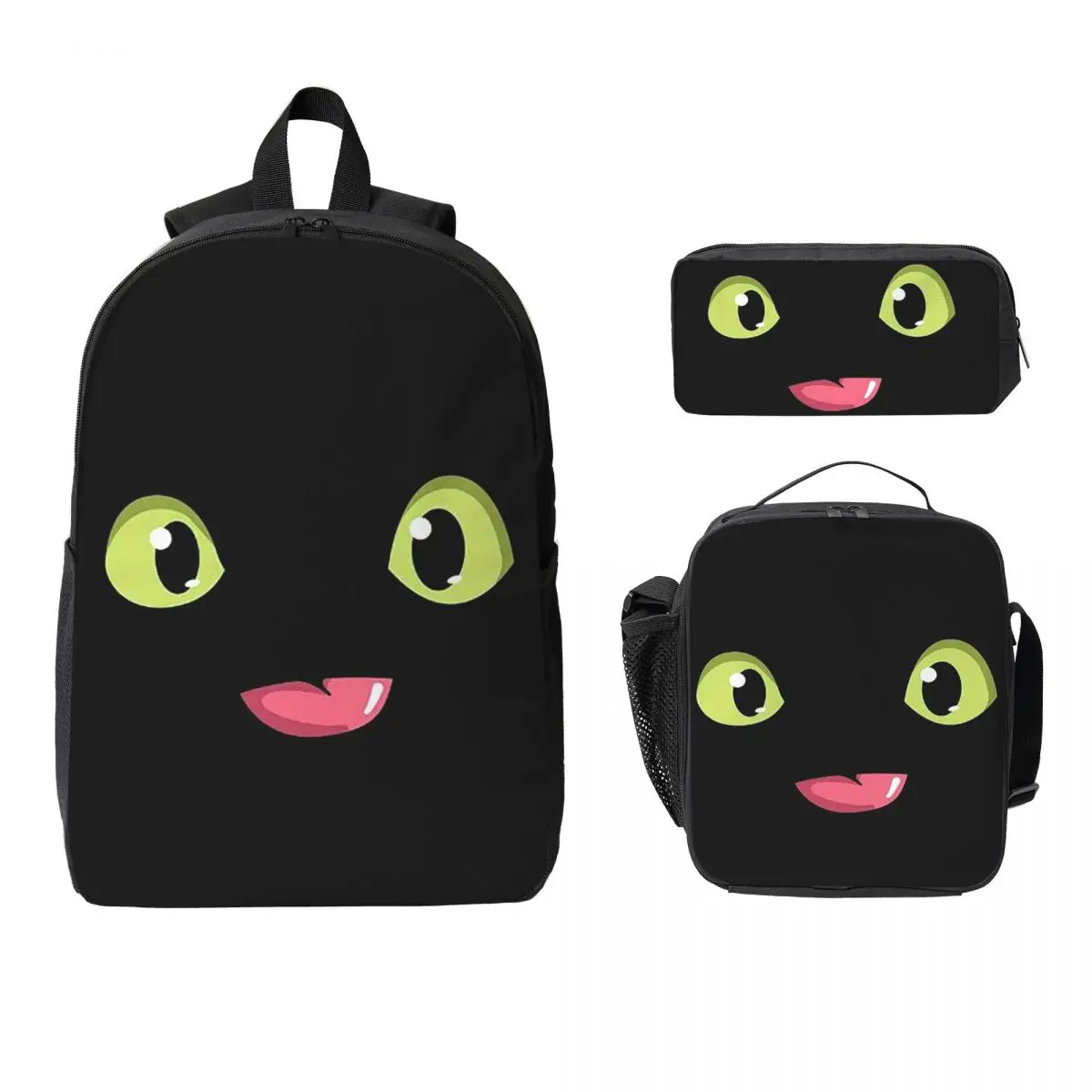 

Toothless The Eyes Of The Dragon Backpack Student Boy Girls BookBag School Bag Shoulder Bags 3ps Insulated Lunch Bag Pencil Case