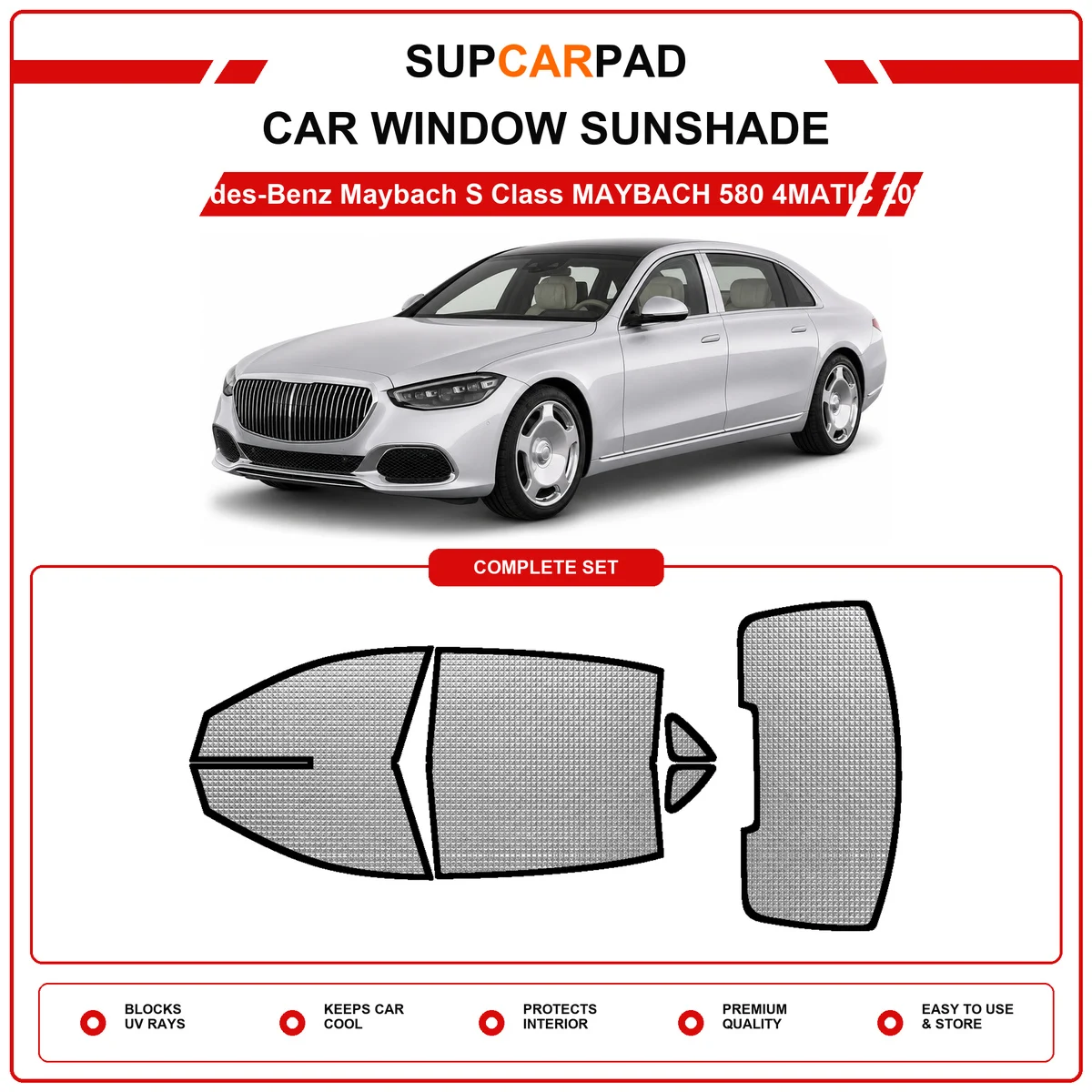 For Mercedes-Benz Maybach S Class MAYBACH 580 4MATIC 2024-2026 Pre‑Cut Auto Window Sunshade Anti‑UV Car Sun Visor Protector