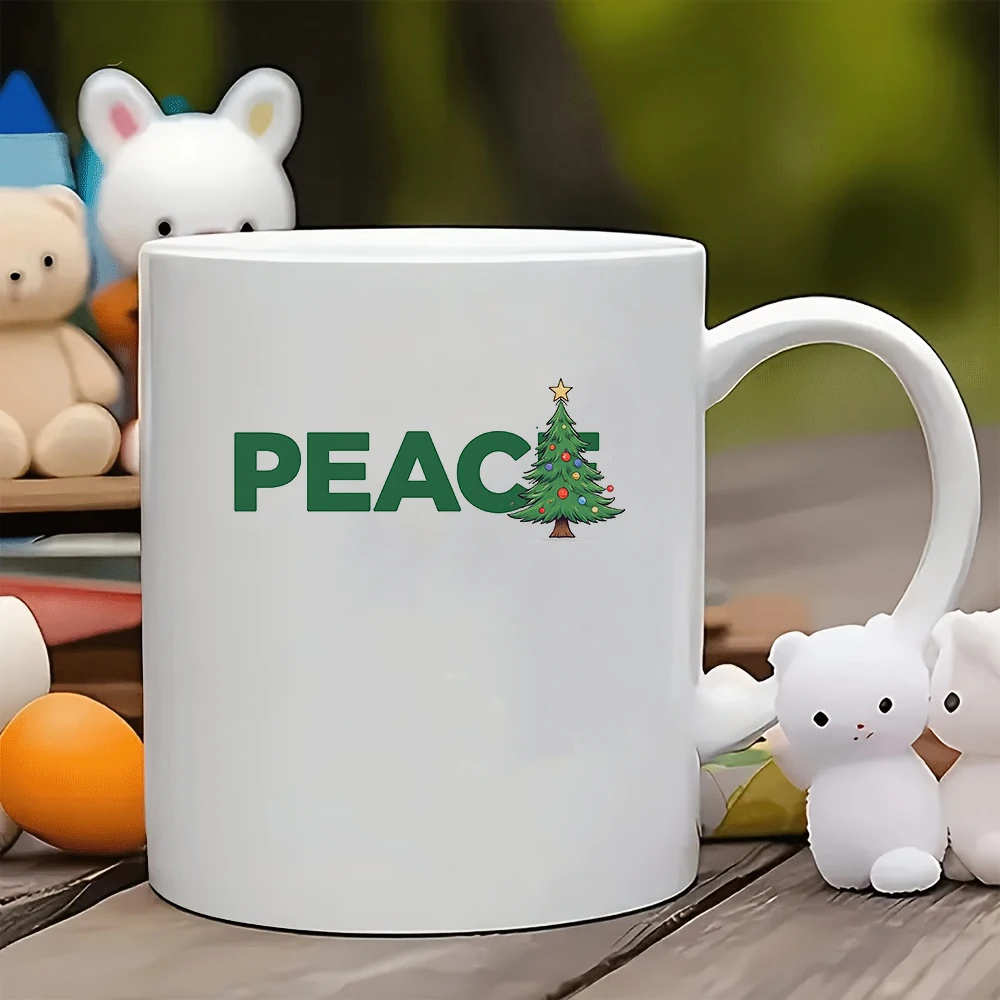 

11oz Coffee Cup + PEACE Sticker Christmas Tree + Christmas Gift - Christmas Water Cup for Home or Office