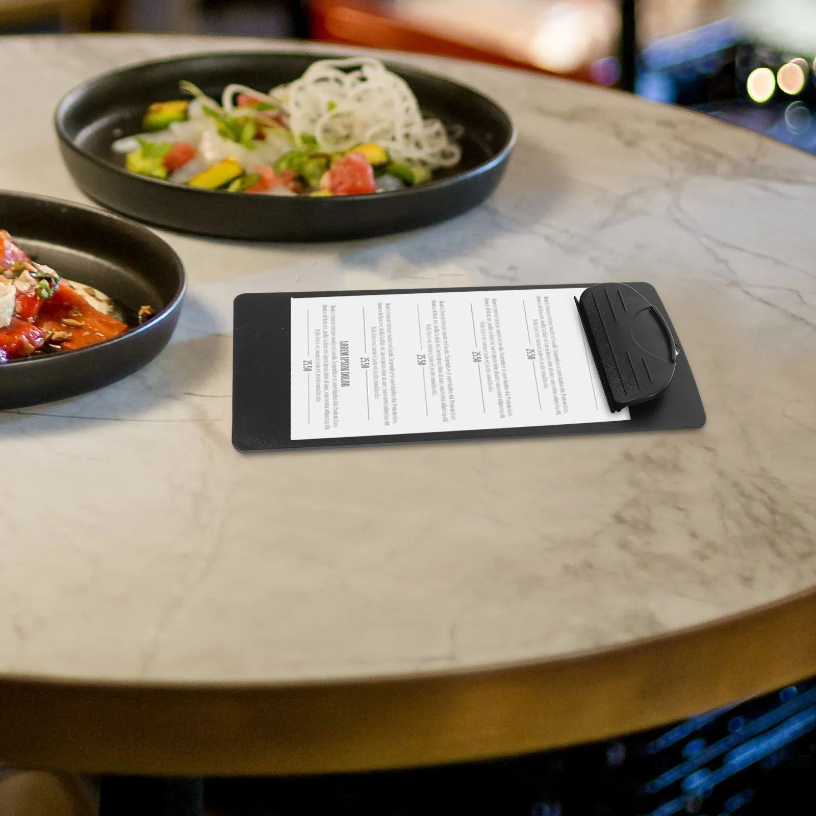 

4Pcs Menu Clipboard Stand 8x18 Black Plastic Bill Organizer Portable Notepad Holder for Servers Guest Check Tray Long Clipboard