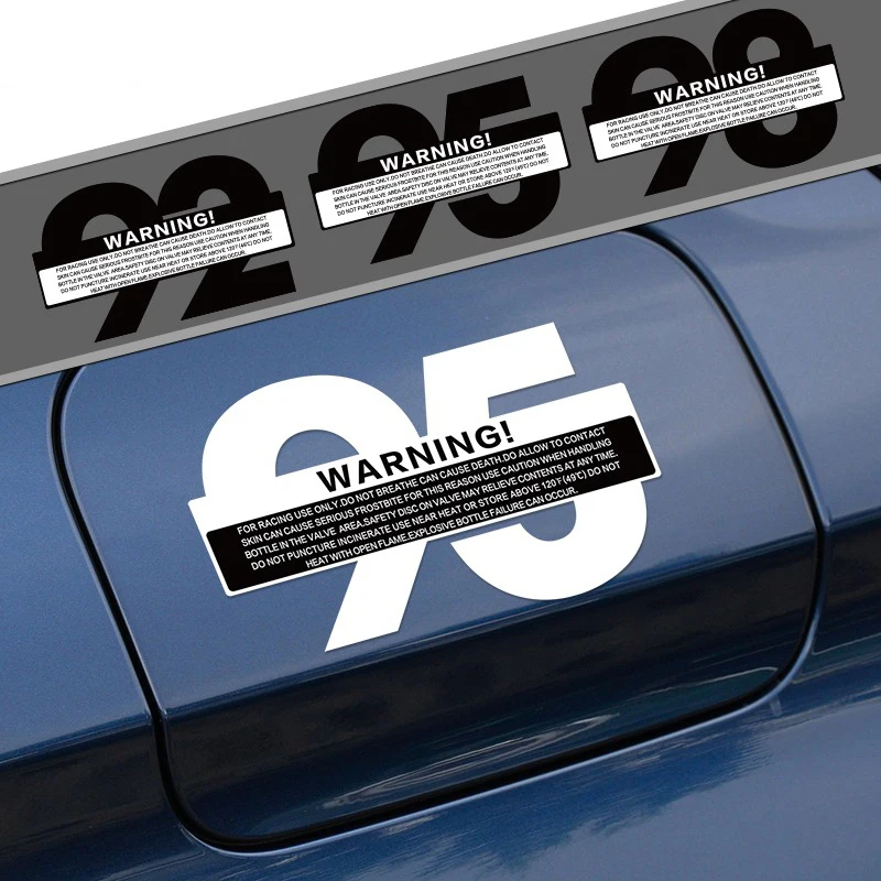 

Car Styling Vinyl Decal Warning Oil Tank Sticker 92 98 95# Car Fuel Tank Cap Decoration Decal Auto Exterior Accessories 12*7cm