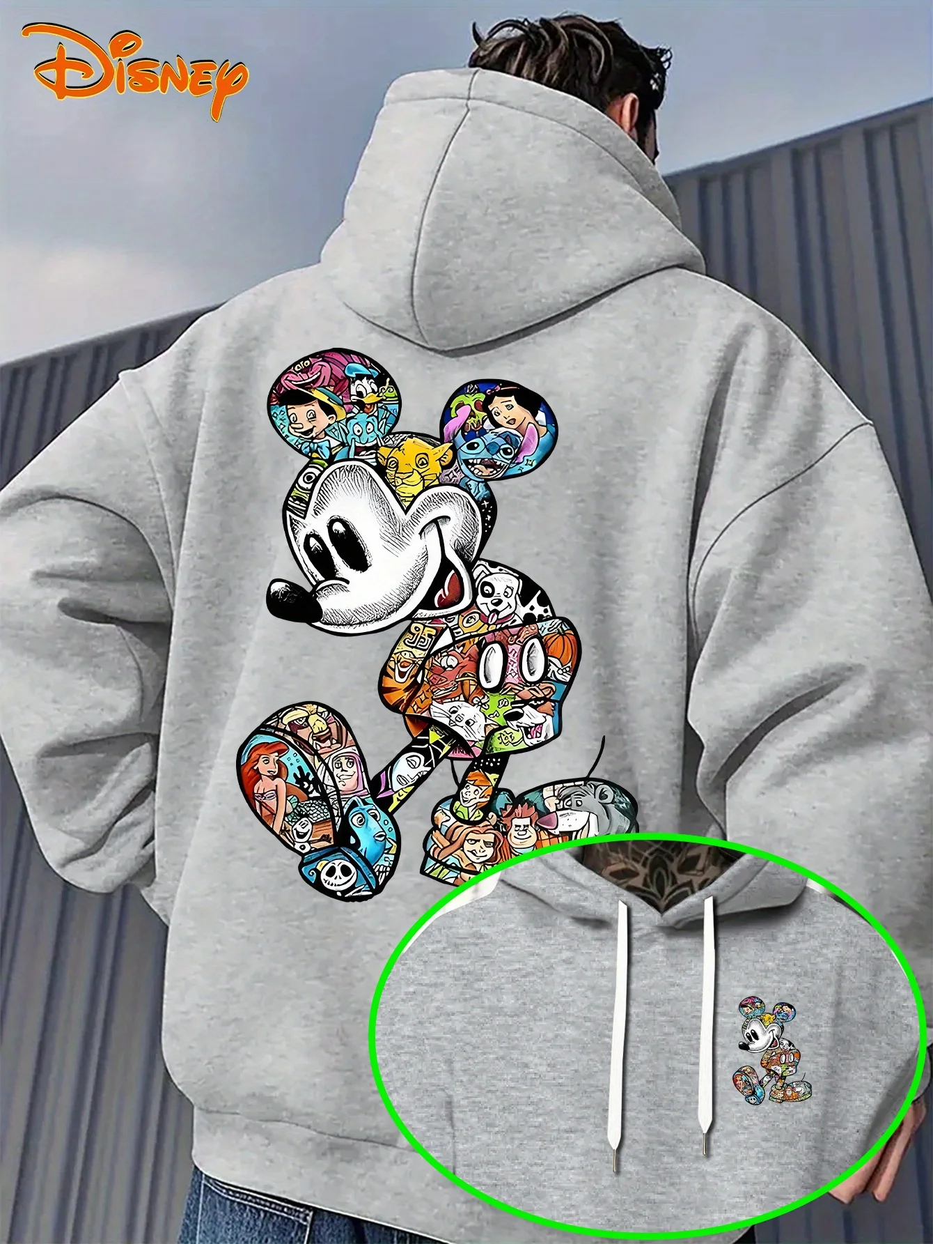 ديزني ميكي ماوس الرجال هوديي الخريف الشتاء عارضة للجنسين البلوز البلوز رياضية الملابس هودي المتضخم الشارع الشهير