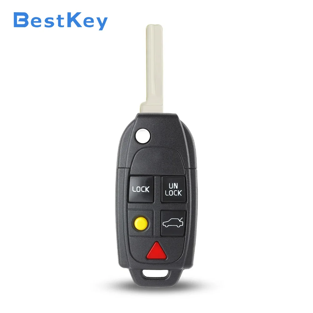 Best Key Exact Fit Flip Fob Shell 5 Button LQNP2T-APU Protective Housing For Volvo C30 C70 S40 S60 S80 V50 V70 XC60 XC70 XC90