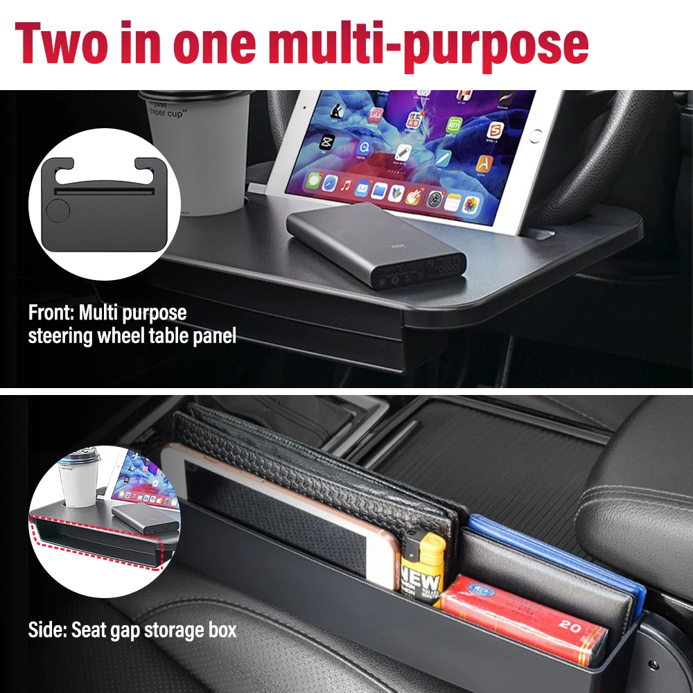 Bandeja multiusos para coche, soporte de montaje para almohadilla de escritorio de ordenador portátil, volante de trabajo para comer, mesa de comedor, tablero, organizador de relleno de huecos de asiento