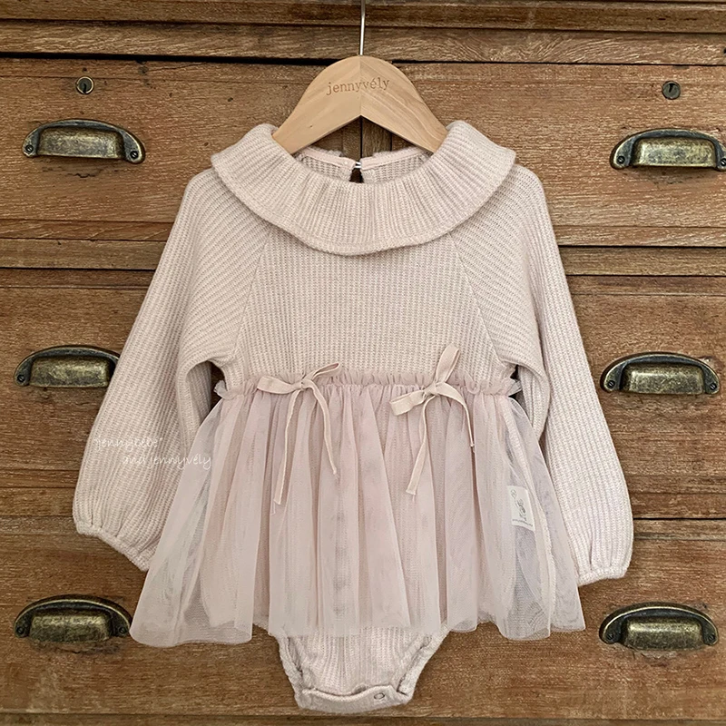 2025 New Autumn 0-24M Children Clothes Newborn Baby Girls Bodysuits Long Sleeved Cotton Mesh Splicing Infant Baby Girls Jumpsuit