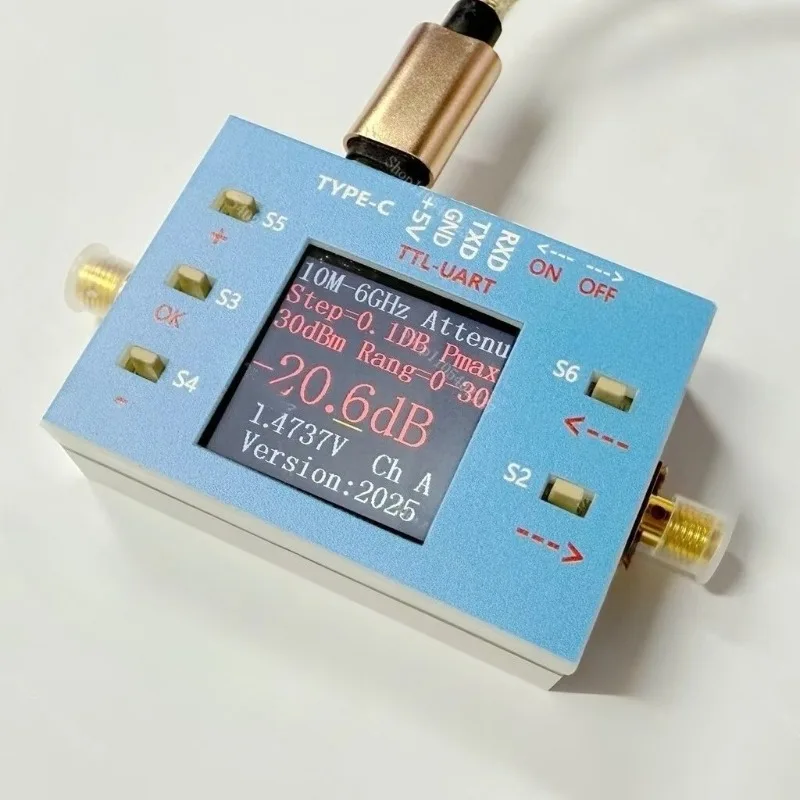 10M-6G High Precision 0.1dB Digital Programmable RF Attenuator 30dB TFT Display with Communication Support Step Attenuator Lab