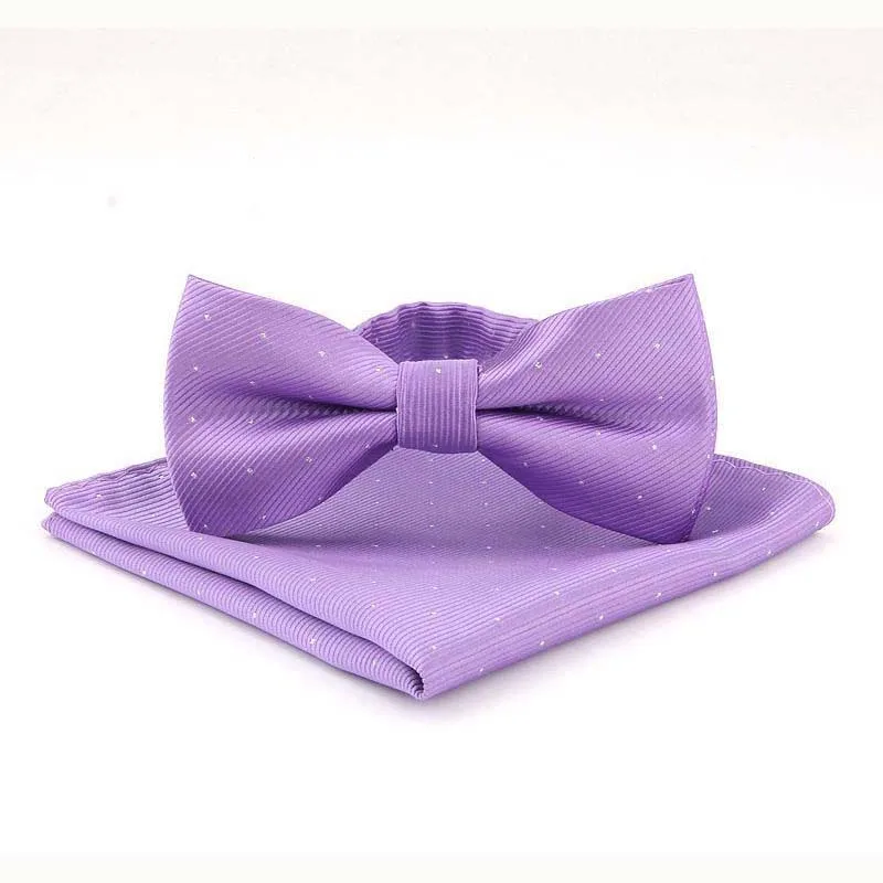 Dot Mens Bowtie Butterfly Bow tie Bowknot Handkerchief Pocket Squares 2Pcs Set Christmas Evening Wedding MW129