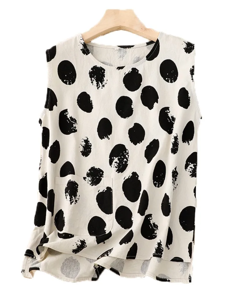 Linetto di cotone allentato estivo ter Ne Svel Top da donna artistico di grandi dimensioni sopra la testa in cotone sottile Linet irt