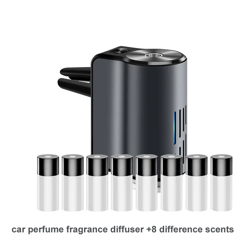 車載エアコン吹き出し口用エッセンシャルオイルミストディフューザー、電動車用芳香剤、アロママシン、車用フレグランス、アロマセラピー、8種類の香り