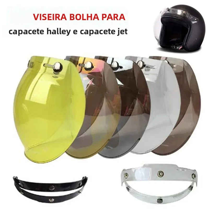 Retro capacete da motocicleta lente bolha do vintage jet piloto capacete viseira scooter moto capacetes bolha viseira óculos