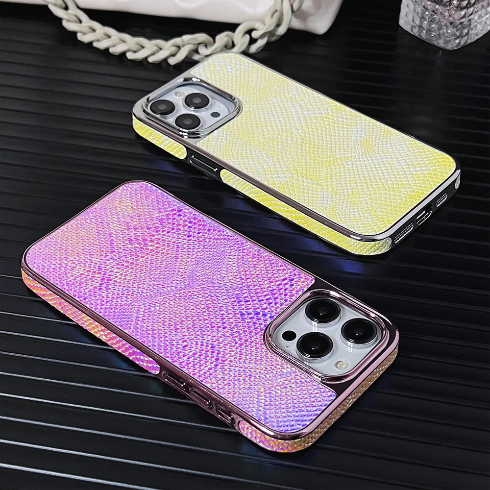 Luxury Dazzling cool Snake pattern Case for iPhone 15 14 13 12 Pro Max iPhone 11 Phone cover Soft Bumper Hard Skin leather Funda