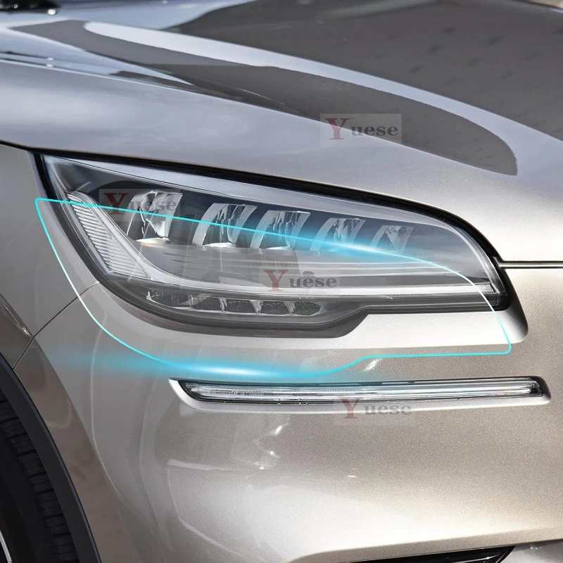 

For Lincoln Aviator AVIATOR 2022-2023 2 Pcs Car Headlight Protective Film Transparent Smoked Black TPU Sticker