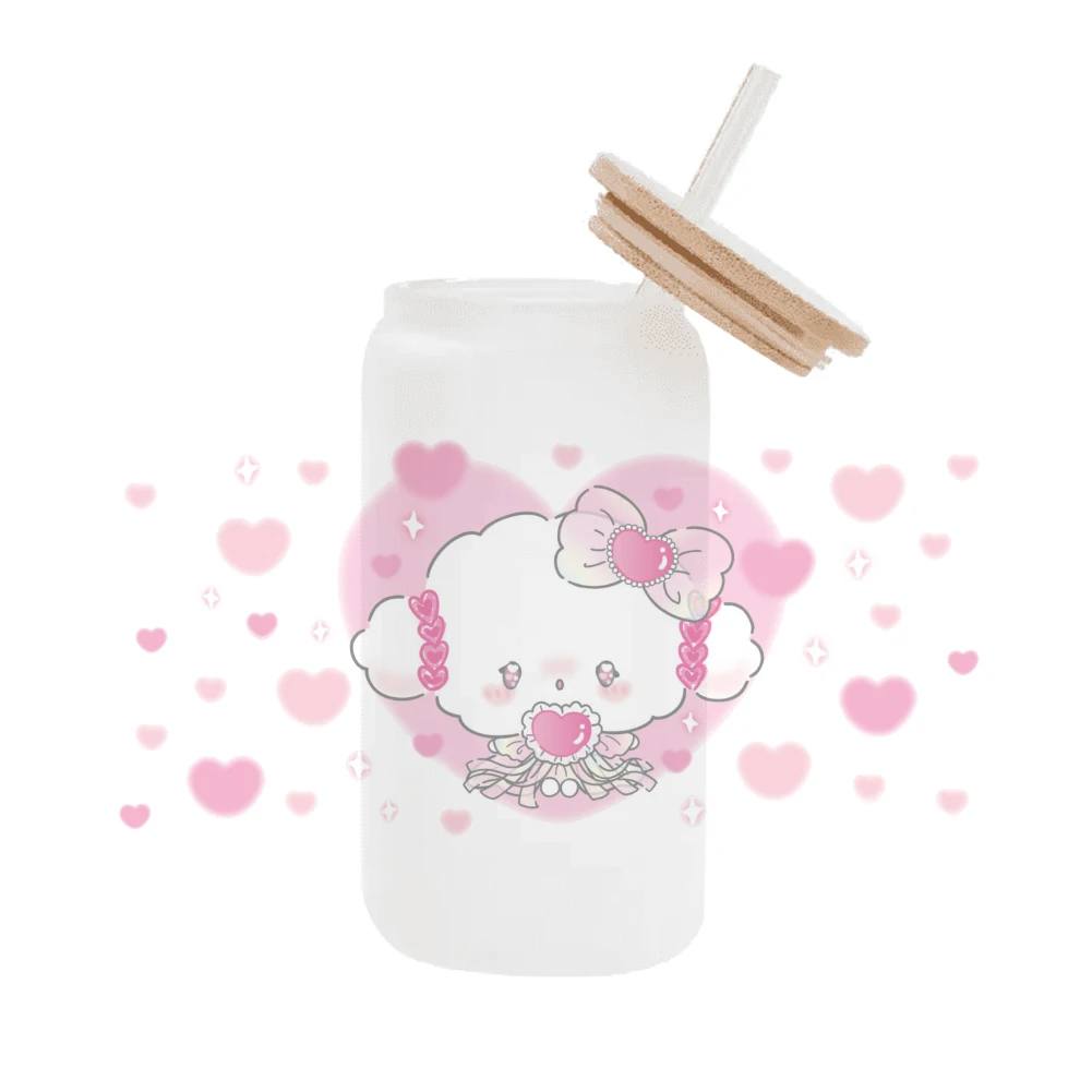 Sanrio codomyun UV untuk Libbey 16oz dapat kaca 3D tahan air UV DTF kopi dapat membungkus Libbey kaca bungkus