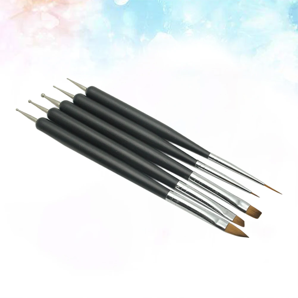 

5pcs Nail Art Drill Pen Manicure Tool Bamboo Handle Double Tip Ideal for Painting Dotting Safe Durable Storage Carry