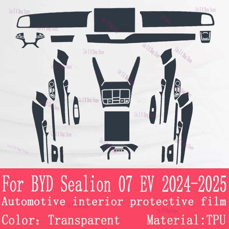 Film de protection TPU anti-rayures pour écran de navigation GPS, panneau d'air et boîte de vitesses automobile pour BYD Sealion 07 EV 2024-2025