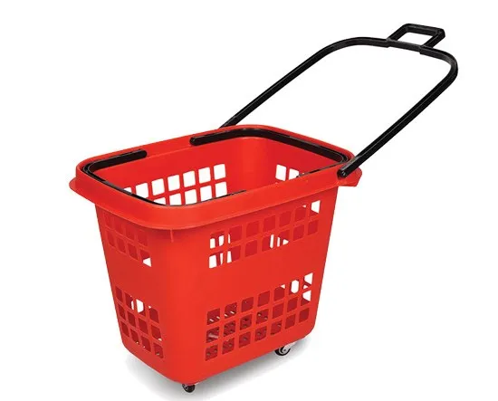 

Складная тележка для покупок, пластиковая тележка, рыночная большая корзина для магазина с колесами