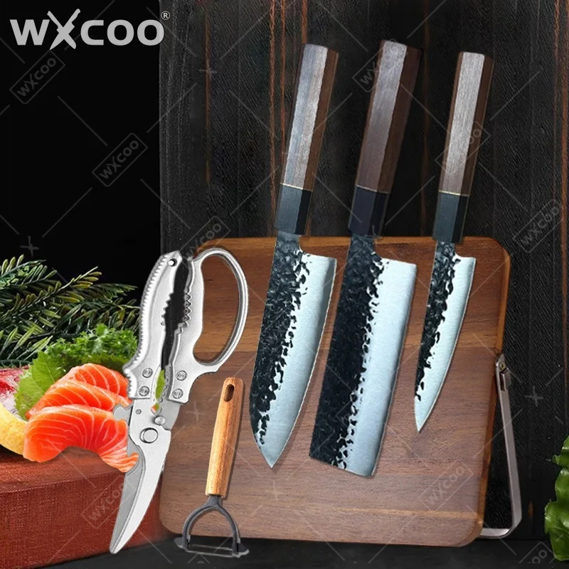 WXCOO Hand-forged Chef Knife Japanese Kitchen Knives High Carbon Steel Rosewood Handle Household Fish Meat Boning Cleaver