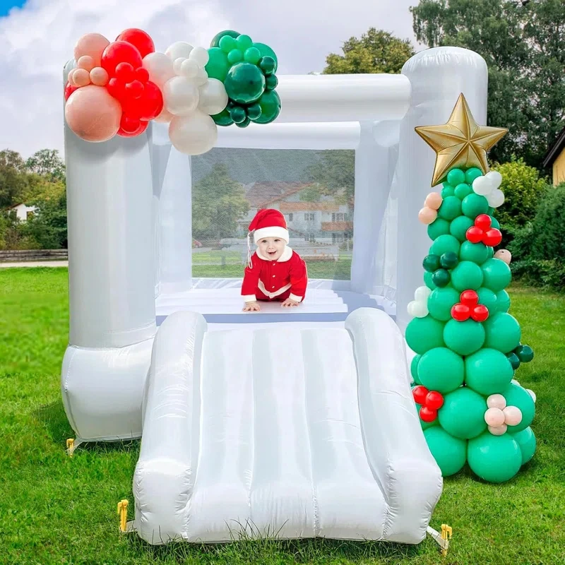 9*7*6ft Kids Birthday Gift White Bounce House Indoor Outdoor Softplay Inflatable White Castle Bouncer with Blower Customization