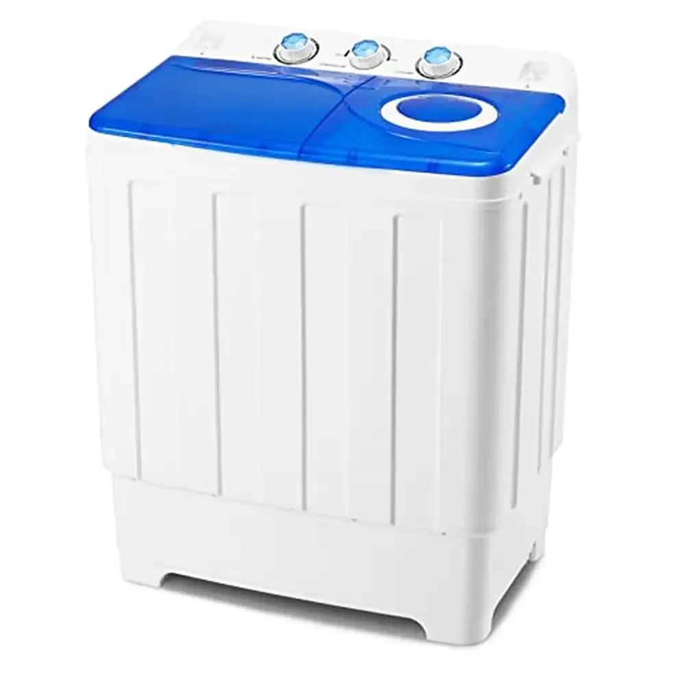 Portable Twin Tub Washer and Dryer Combo 26/28Lbs Capacity Control Knobs Built-in Drain Pump Save Time Water Electricity Easy