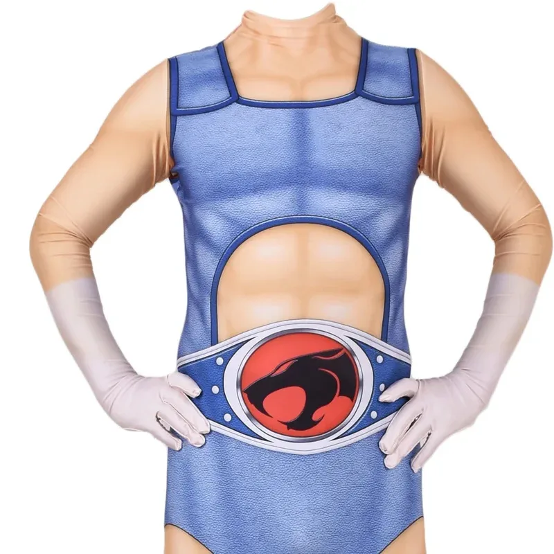AD1 Halloween Lion-O Cosplay Costumes Thundercats Superhero Zentai Tight Suit Bodysuit Adults Kids5@rD~