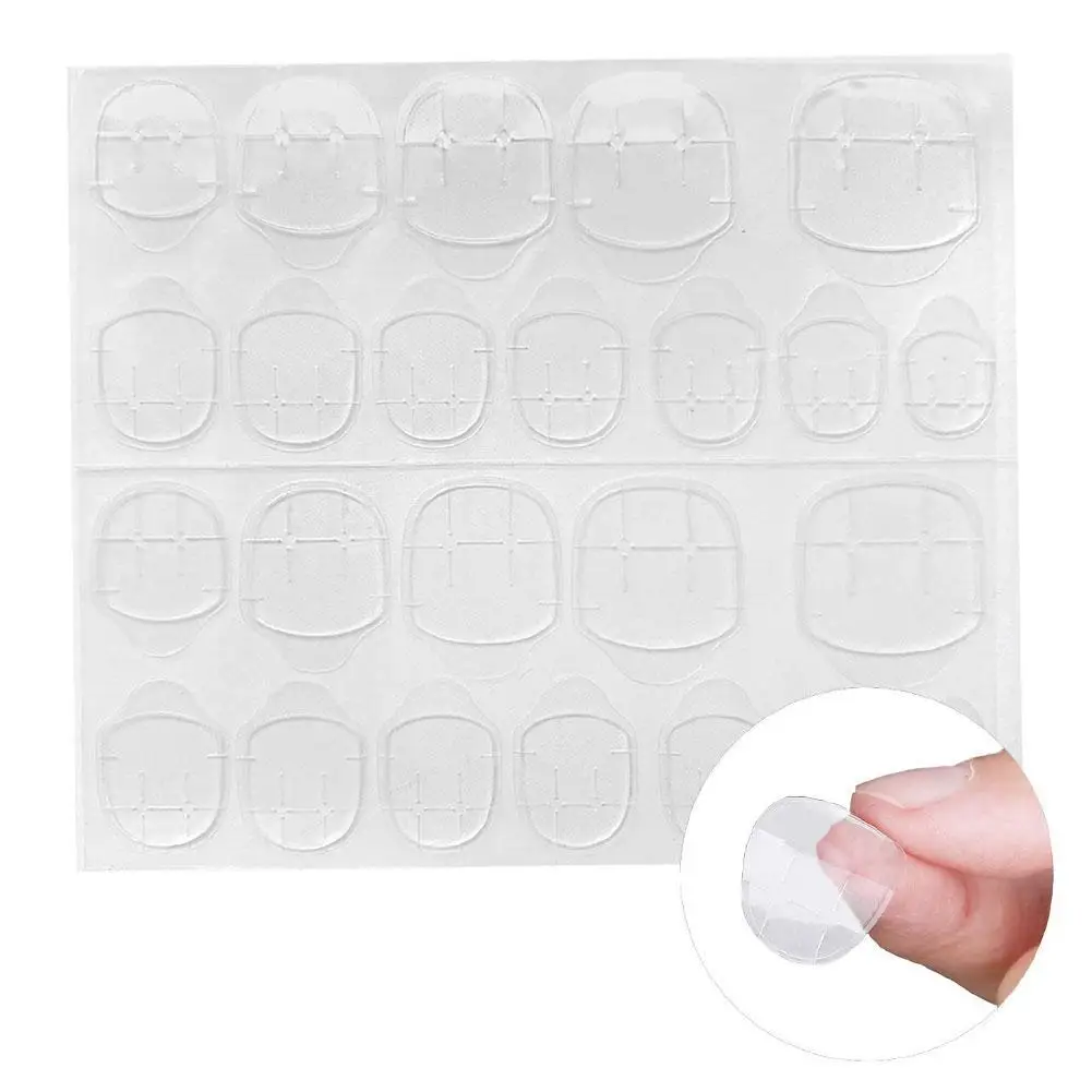 24pcs/sheet False Nail Glue Sticker DIY Fake Nails Double Side Clear Invisible Strong Jelly Gel Pad Press On Nails Manicure Tool