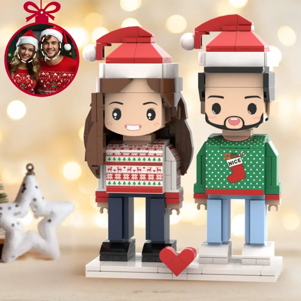 

Моя индивидуальная модель Brickfigures: Фото-украшение из гранул на заказ, фигурки из мелких частиц, подарок на Рождество для двоих.