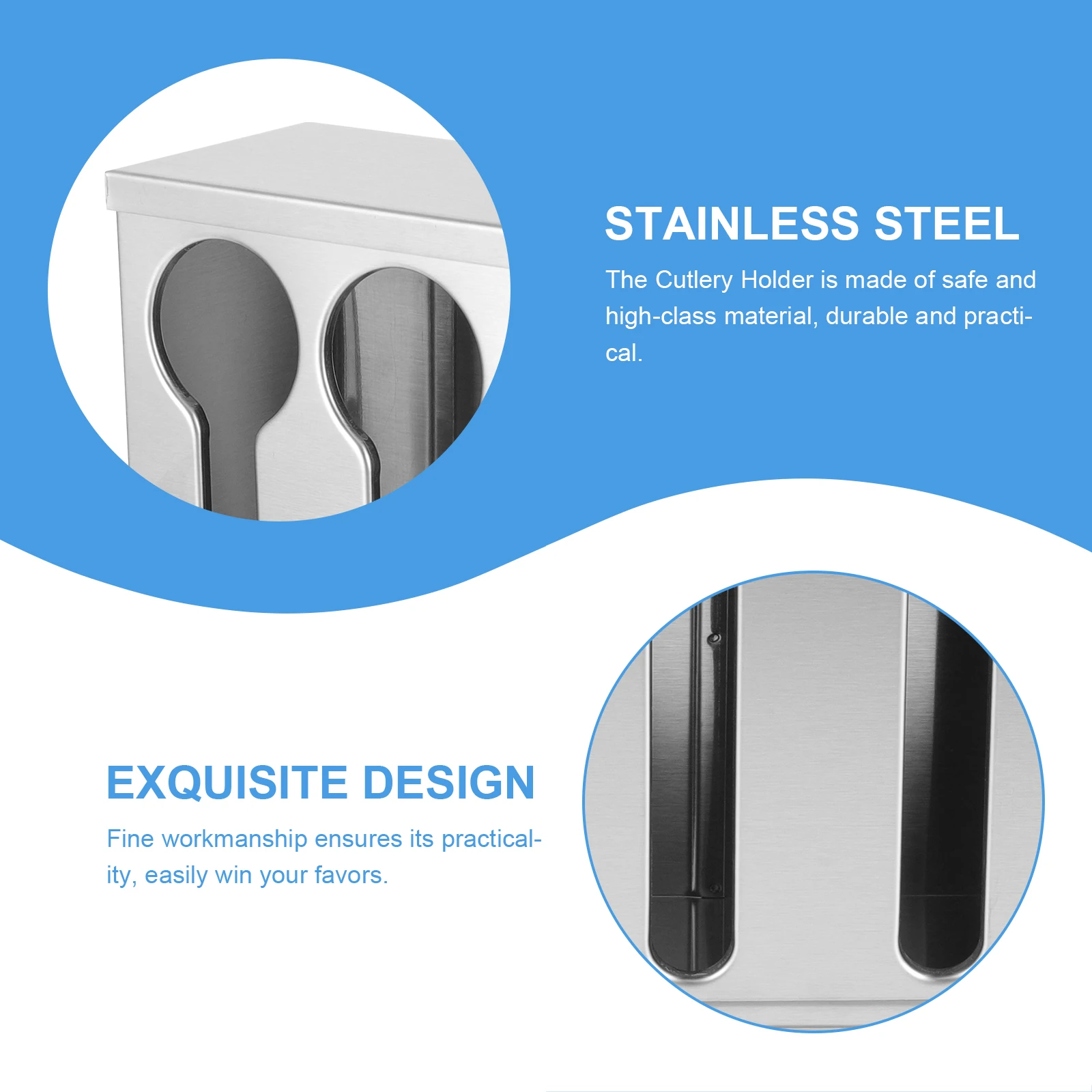 

Stainless Steel Spoon Holder for Kitchen Utensil Organizer Cutlery Storage Box Silverware Case with Compartment Outdoor Camping