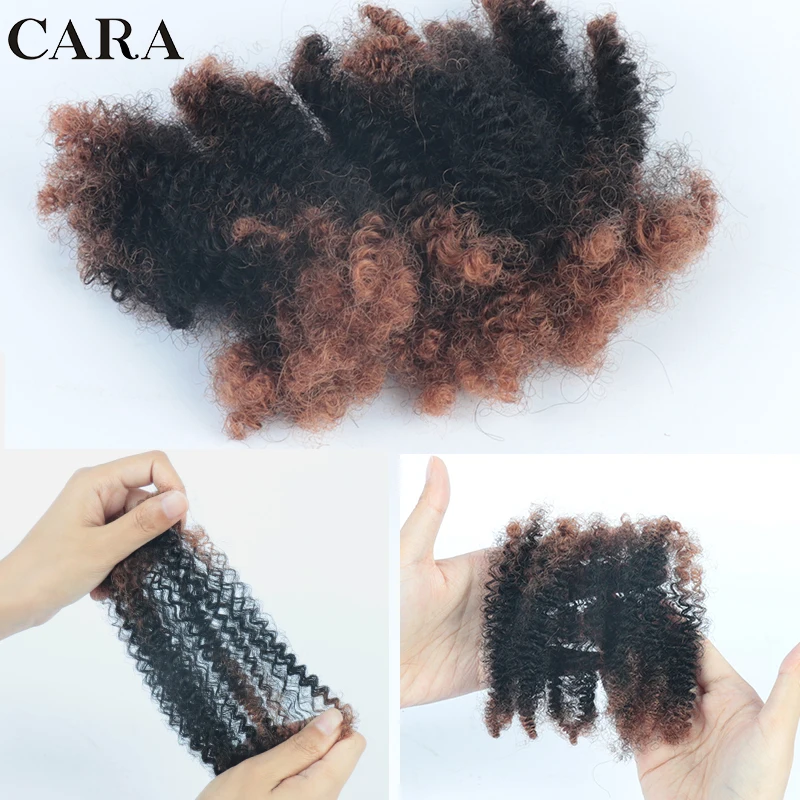 Extensions de mèches de cheveux humains bouclés crépus pour femmes, cheveux humains en vrac sans nœud, boîte de tressage, tresses au crochet, noir, 4B, 4C