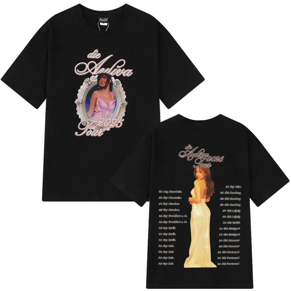 

Die Ayliva Tour, Лидер продаж, лето 2025 года, футболка из 100% чистого хлопка с принтом, с коротким рукавом, мужская и женская уличная одежда, повседневная эстетичная Harajuku