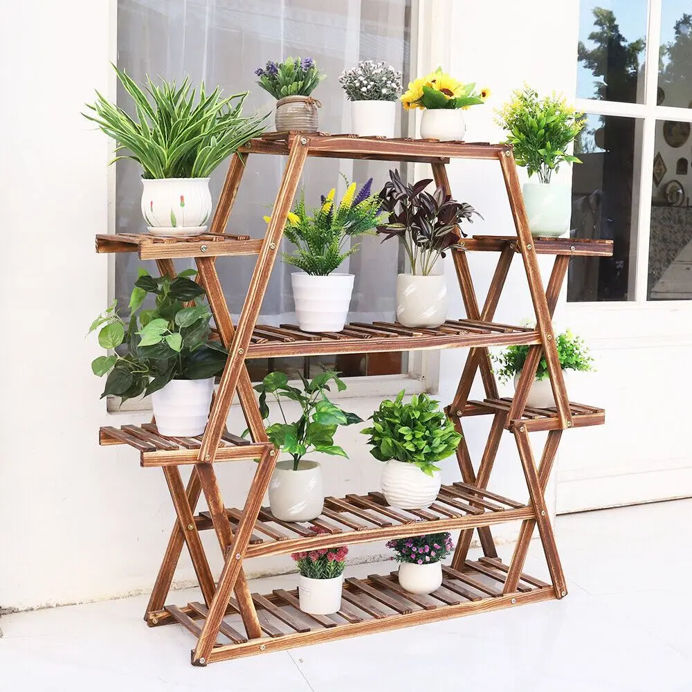 

Plant Stand Large Stable Triangle Design Indoor Outdoor Flower Rack Shelves