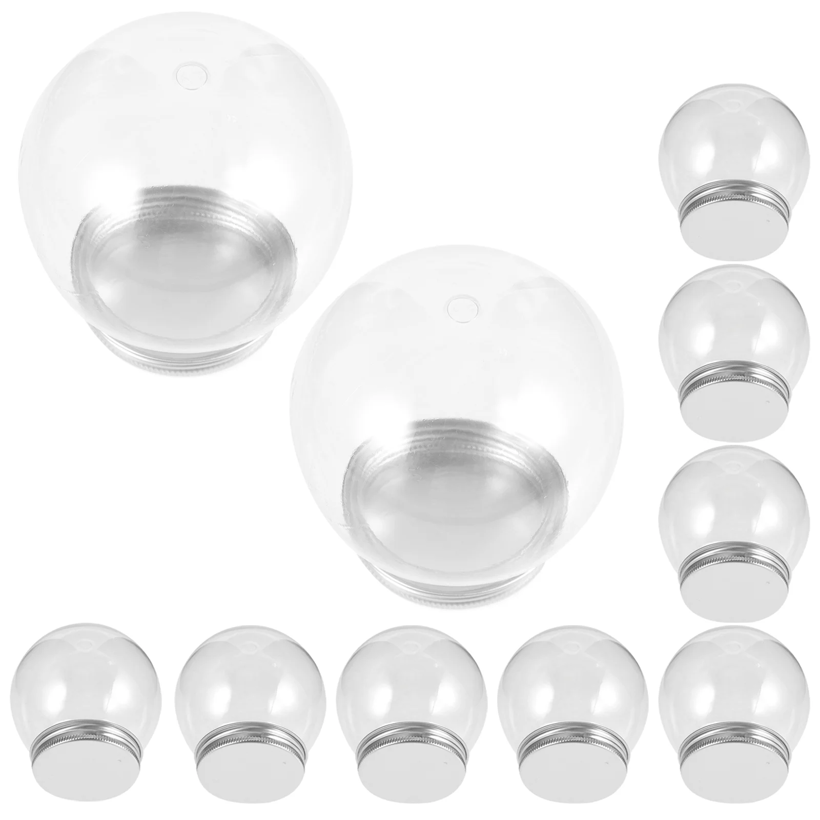 

Globe DIY Transparent Plastic Water Ball Snowball with Screw Cap 10pcs (300ml Cap) Lightbulb Empty Globes Mini Silver Clear