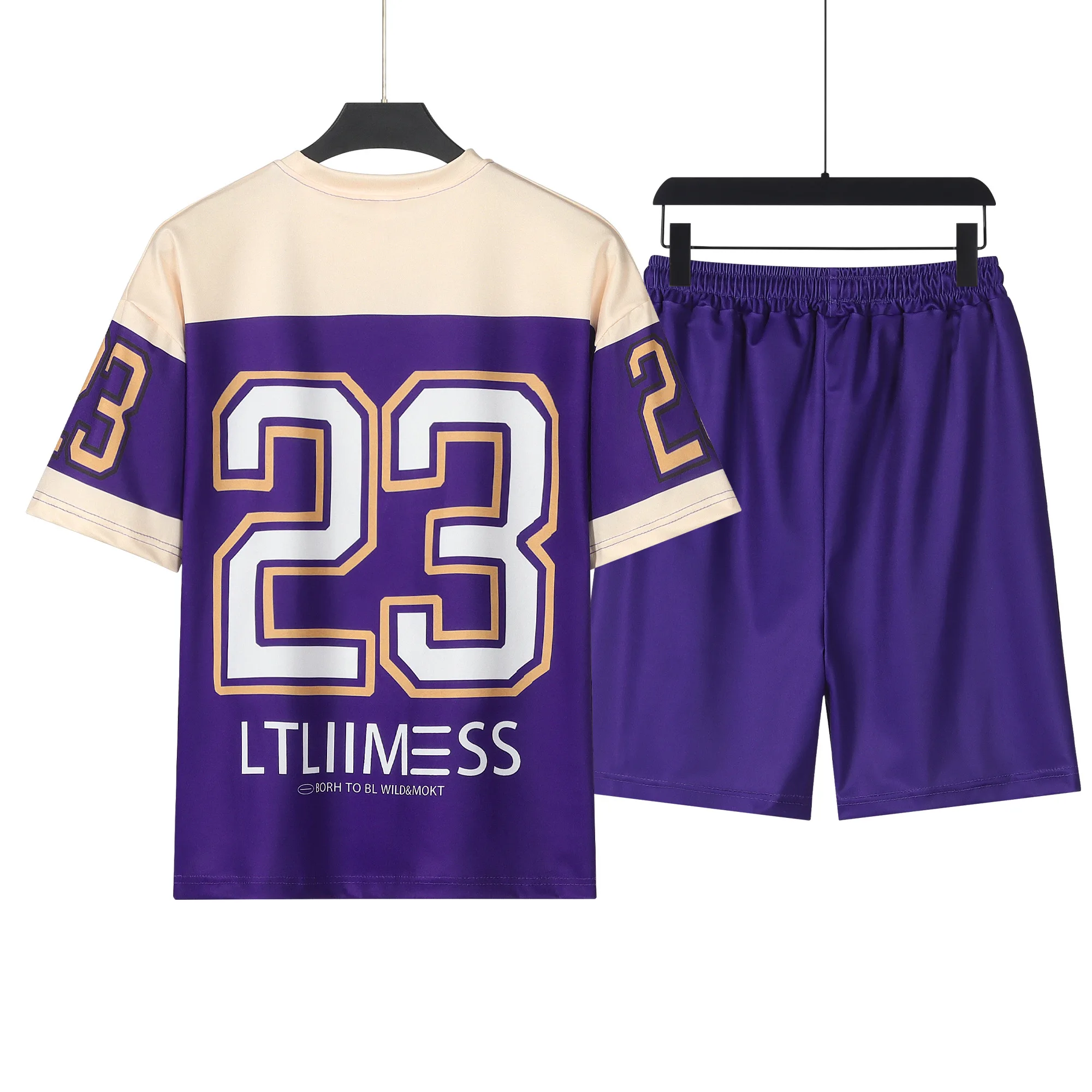 Conjunto deportivo de dos piezas para hombre, camiseta y pantalones cortos de baloncesto transpirables de alta calidad, Jersey 23, novedad de