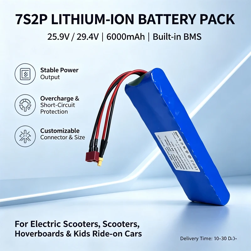 Customizable 7S2P 25.9V / 29.4V Electric Scooter Battery 6000mAh with Built-in BMS – Fits Hoverboards, Kids' Ride-on Cars & More