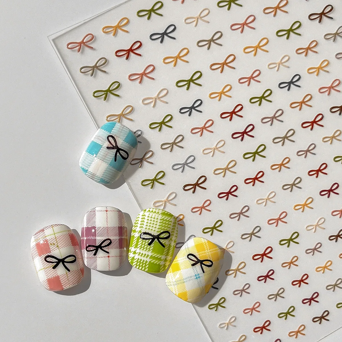 

1pcs Embossed Bow Nail Art Sticker Simple Bowknot French Nail Stickers YT6240 Women Sweet Nail Art Stickers