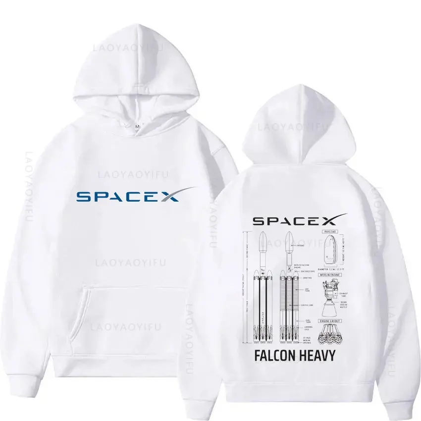 SpaceX Starship Blueprint Theme New Hoodies and Sweatshirts Hoody Graphic Men Hoodie Hooded Shirt Y2k Pullovers & Men\'s Clothing