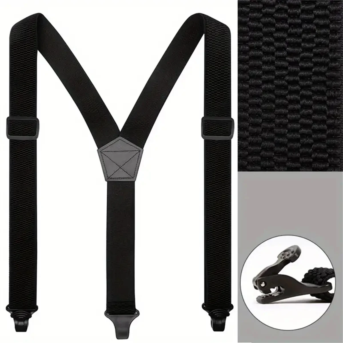 Men's Heavy Duty Y-Straight Suspenders with 3 Durable Clips - Adjustable, Elastic Waistband for Work and Outdoor Wear