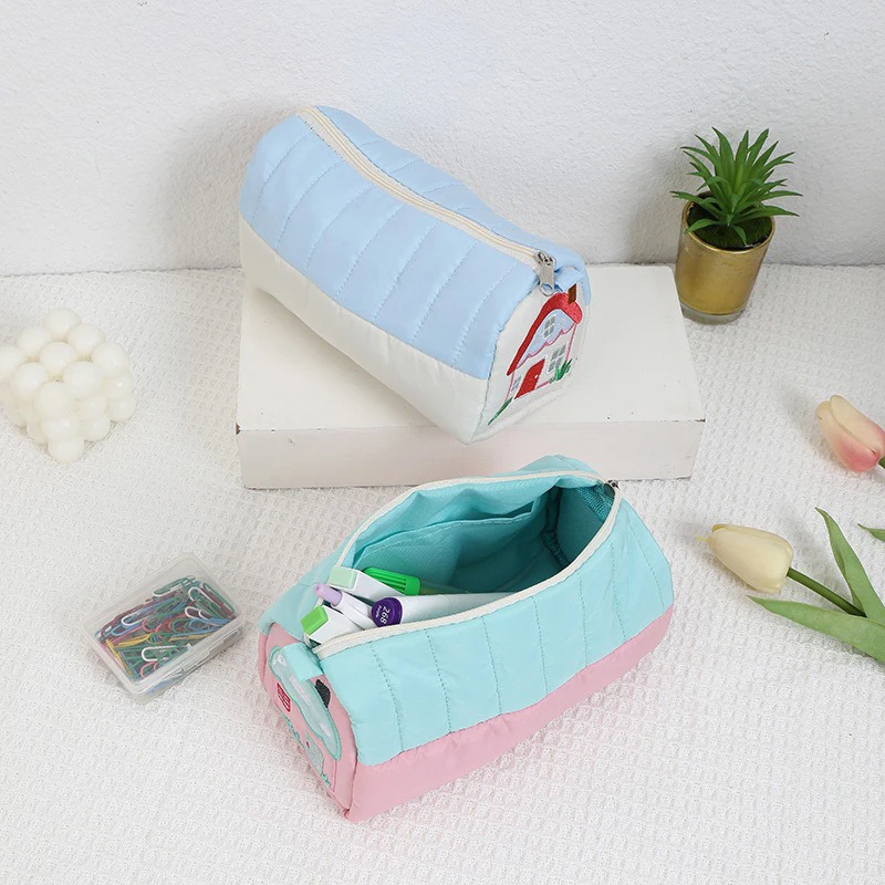 Cute House Pen Box Bag Student Cartoon Cute Stationery Bag Large Capacity Pencil Case Multifunctional Stationery Bag Organizer