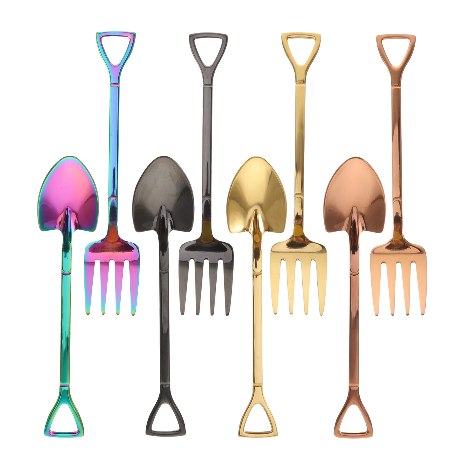 

8 Pcs Stainless Steel Tableware Creative Dessert Spoon Shovel Shape Mini Scoops for Coffee Tea Easy Clean No Rust Gift