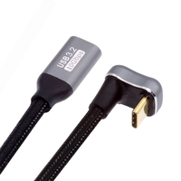 Chenyang USB-C USB 3.1 Type C Male to Female Extension Data Cable 10Gbps 100W with Sleeve Opposite U Shape Back Angled 